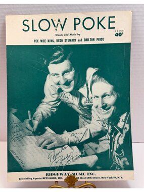 Slow Poke Vintage Sheet Music Pee Wee King Redd Stewart Country 1951
